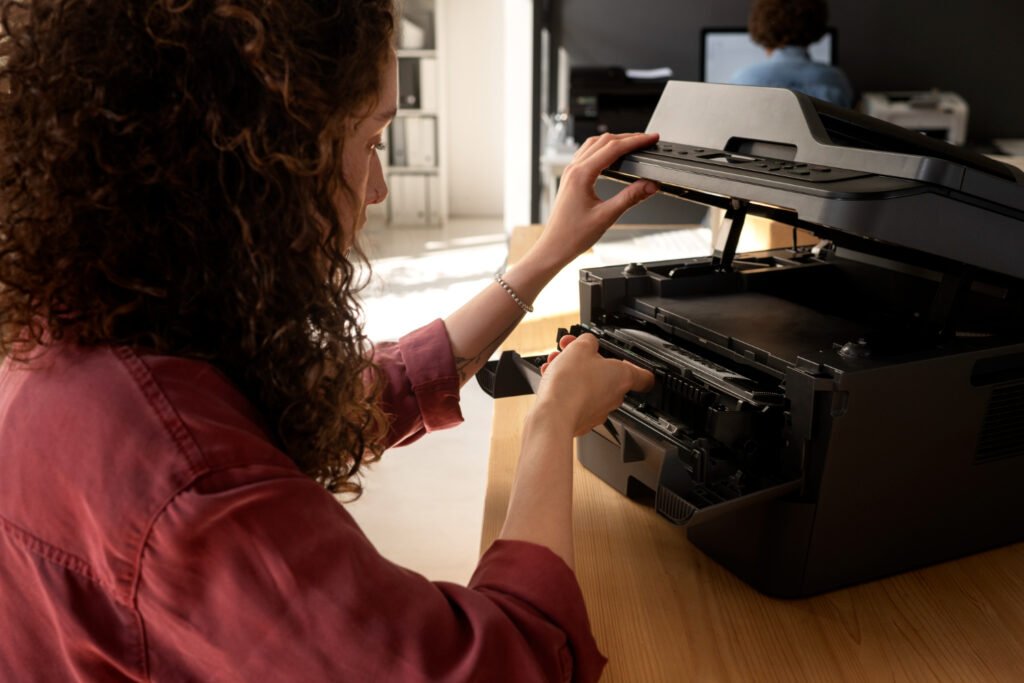 Girl Checking the Printer